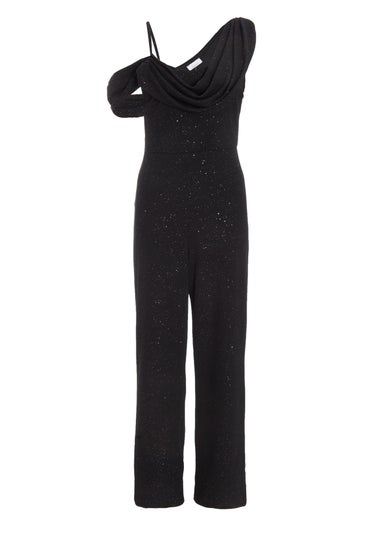 Quiz Black Glitter Cowl Neck Jumpsuit