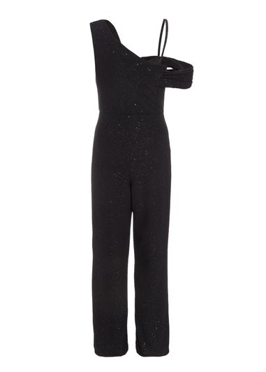 Quiz Black Glitter Cowl Neck Jumpsuit