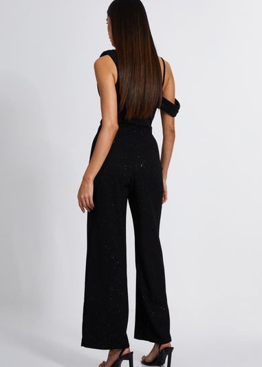 Quiz Black Glitter Cowl Neck Jumpsuit