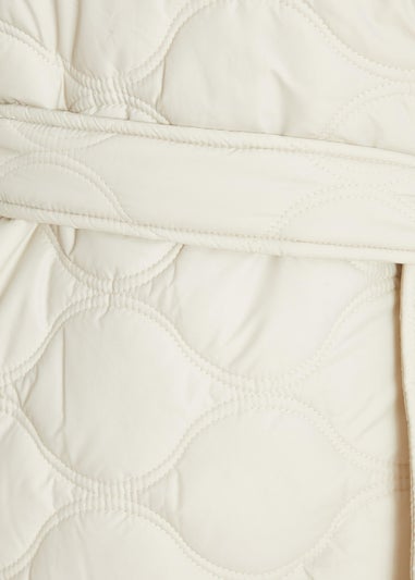 Quiz Cream Curve Quilted Wrap Coat