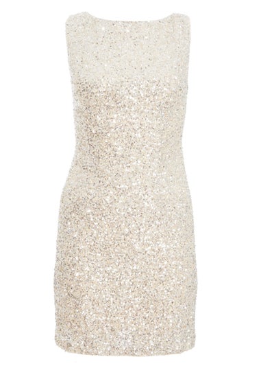 Quiz Silver Sequin Bow Mini Dress