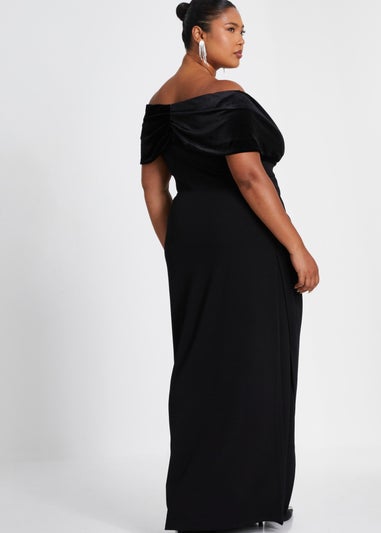 Quiz Black Curve Bardot Maxi Dress