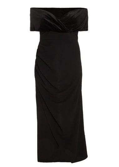 Quiz Black Curve Bardot Maxi Dress