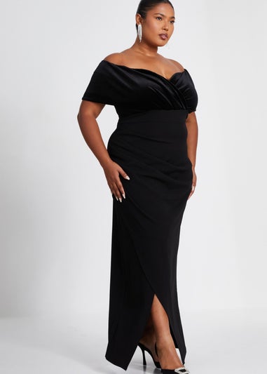 Quiz Black Curve Bardot Maxi Dress