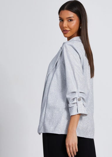 Quiz Silver Ruched Sleeve Blazer