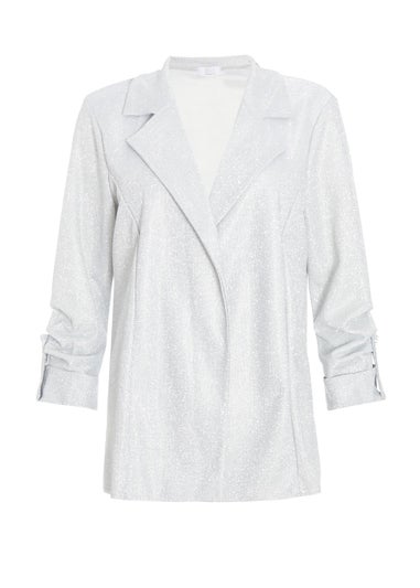 Quiz Silver Ruched Sleeve Blazer