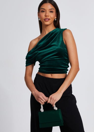 Quiz Green Velvet Asymmetric top