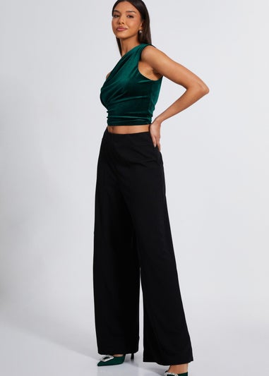 Quiz Green Velvet Asymmetric top