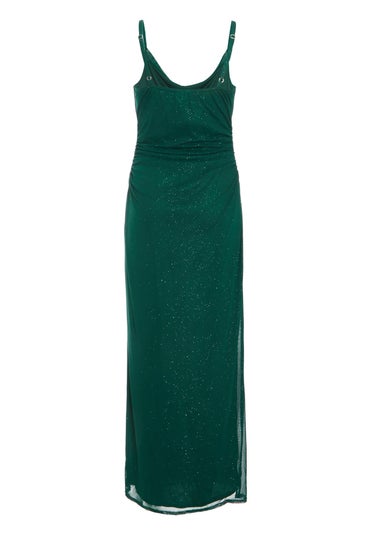 Quiz Green Glitter Mesh Midaxi Dress