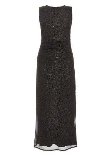 Quiz Black Glitter Mesh Midaxi Dress