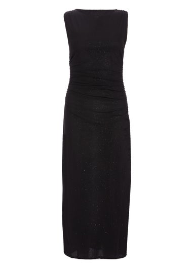 Quiz Black Glitter Mesh Midaxi Dress