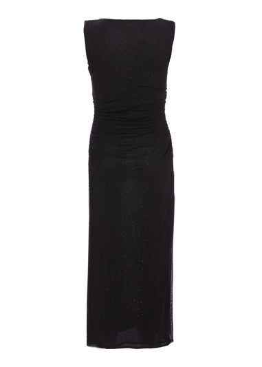 Quiz Black Glitter Mesh Midaxi Dress