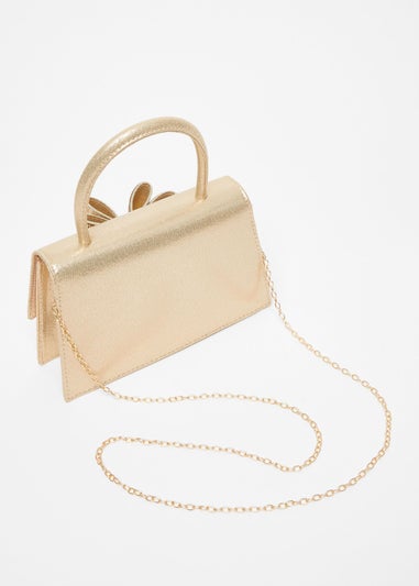 Quiz Gold Diamante Bow Bag