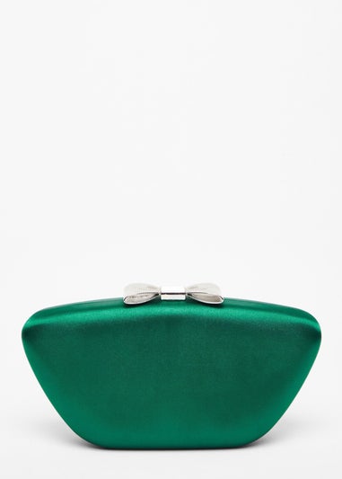 Quiz Green Satin Bow Box Bag