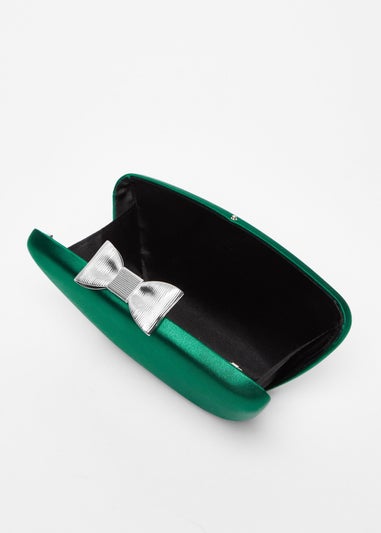 Quiz Green Satin Bow Box Bag