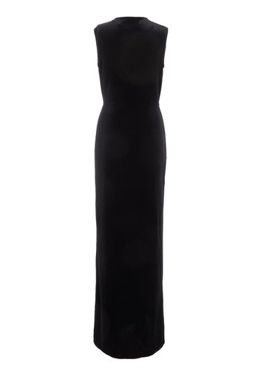 Quiz Black Velvet Twist Front Maxi Dress