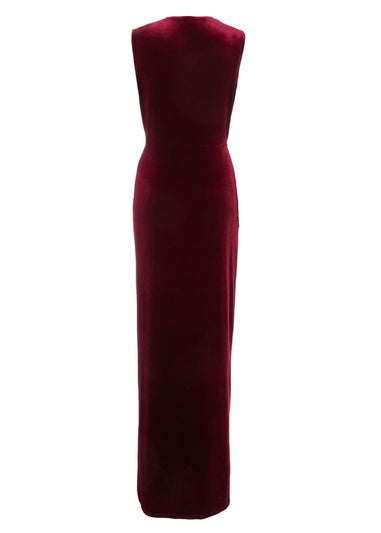 Quiz Red Velvet Twist Front Maxi Dress