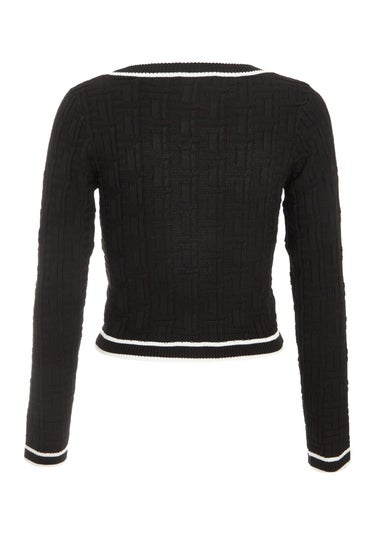 Quiz Black Knit Contrast Trim Top