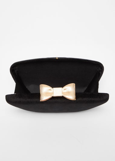 Quiz Black Velvet Bow Box Bag