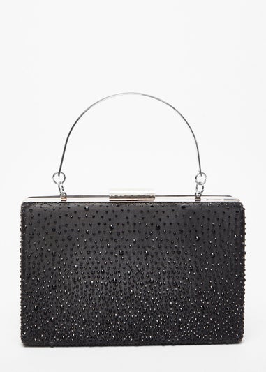 Quiz Black Scattered Diamante Box Bag