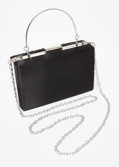 Quiz Black Scattered Diamante Box Bag