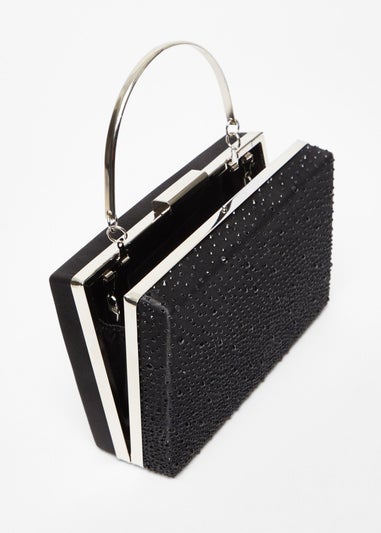 Quiz Black Scattered Diamante Box Bag