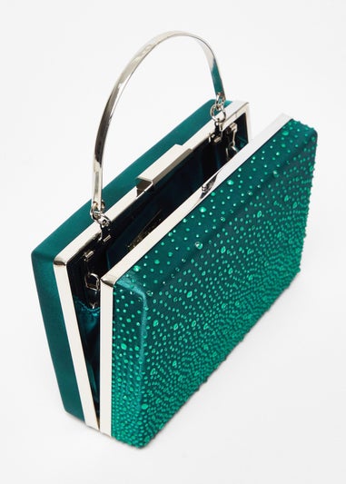 Quiz Green Scattered Diamante Box Bag