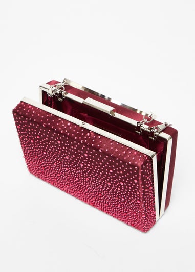 Quiz Red Scattered Diamante Box Bag