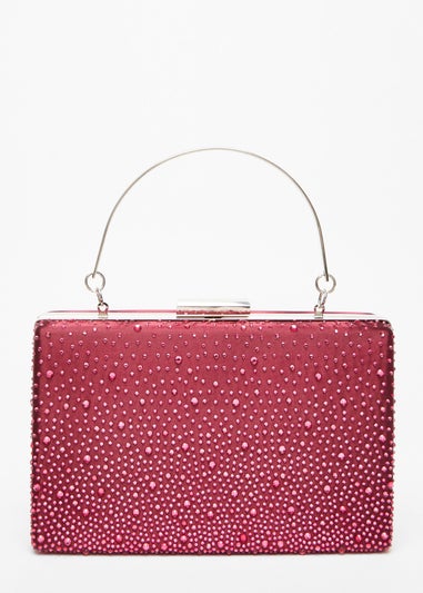 Quiz Red Scattered Diamante Box Bag