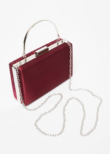 Quiz Red Scattered Diamante Box Bag