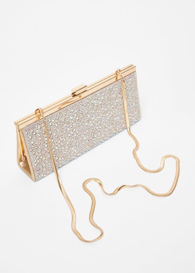 Quiz Gold Embellished Long Clutch