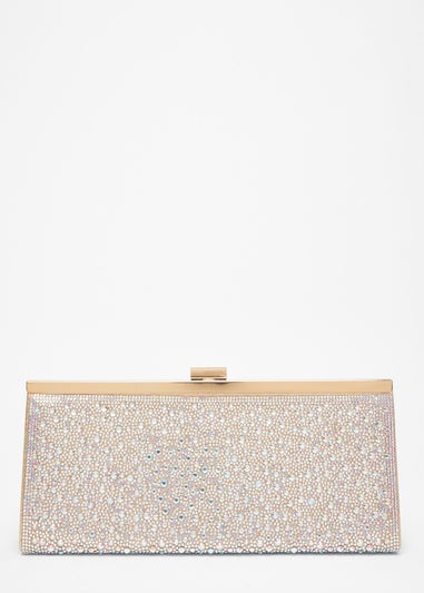 Quiz Gold Embellished Long Clutch