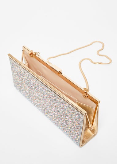 Quiz Gold Embellished Long Clutch