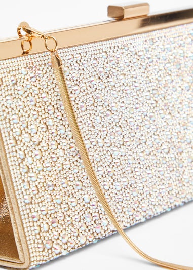 Quiz Gold Embellished Long Clutch