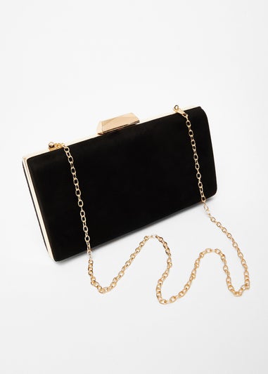 Quiz Black Faux Suede Box Bag