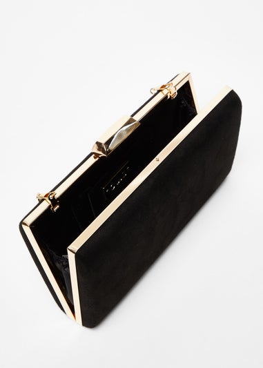 Quiz Black Faux Suede Box Bag