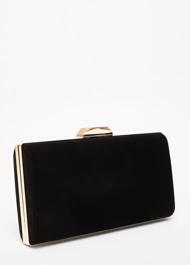 Quiz Black Faux Suede Clutch Bag