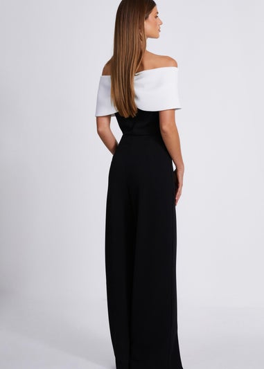 Quiz Black Contrast Bardot Palazzo Jumpsuit