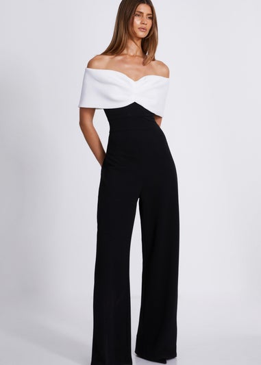 Quiz Black Contrast Bardot Palazzo Jumpsuit