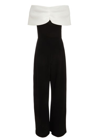 Quiz Black Contrast Bardot Palazzo Jumpsuit