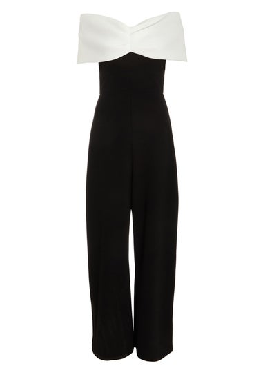 Quiz Black Contrast Bardot Palazzo Jumpsuit