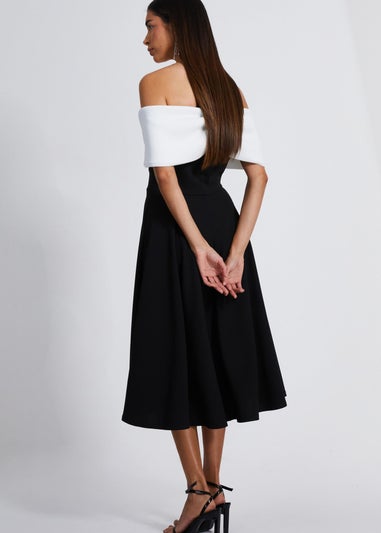 Quiz Black Contrast Skater Midi Dress