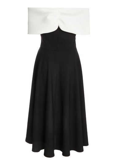 Quiz Black Contrast Skater Midi Dress