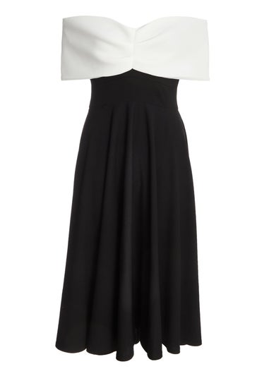 Quiz Black Contrast Skater Midi Dress