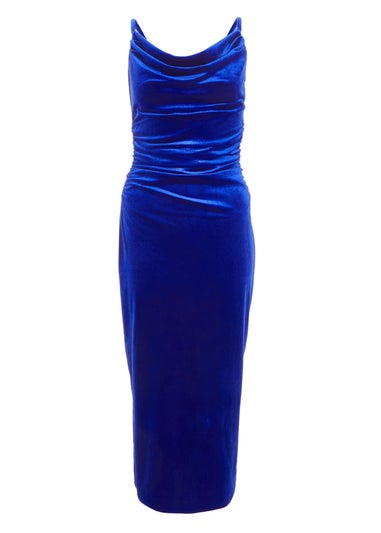 Quiz Blue Petite Velvet Midaxi Dress