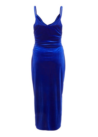 Quiz Blue Petite Velvet Midaxi Dress