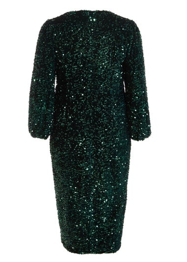 Quiz Black Curve Sequin Midi Dress