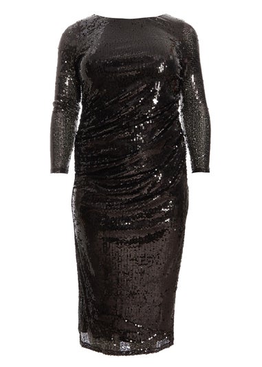 Quiz Black Curve Sequin Midaxi Dress