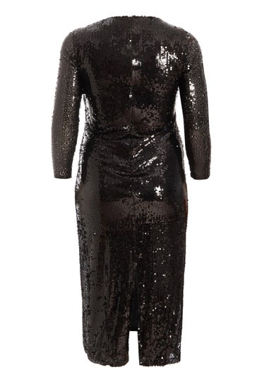 Quiz Black Curve Sequin Midaxi Dress