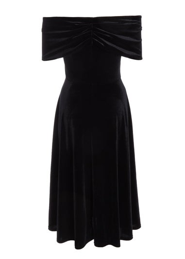 Quiz Black Velvet Bardot Midi Dress